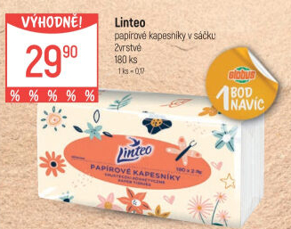 Papírové kapesníčky 2vrstvé Linteo - sáček