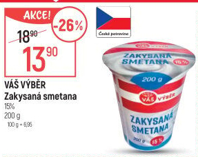 Zakysaná smetana 15% Váš Výběr
