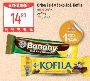 Tyčinka Banány v čokoládě Orion