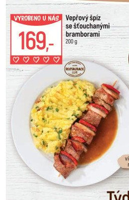 Vepřový špíz se šťouchanými bramborami