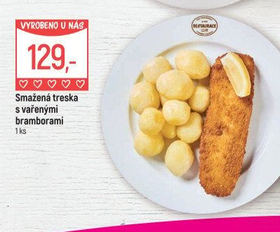Smažená treska s vařenými bramborami
