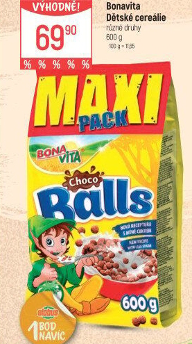 Cereálie Čokoládové kuličky Balls Bonavita