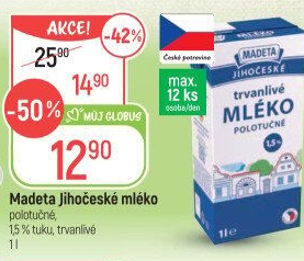 Mléko trvanlivé Jihočeské Madeta - 1,5% polotučné