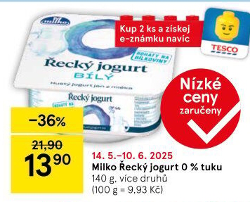 Bílý jogurt řecký 0% Milko