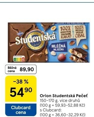 Čokoláda Studentská pečeť Orion