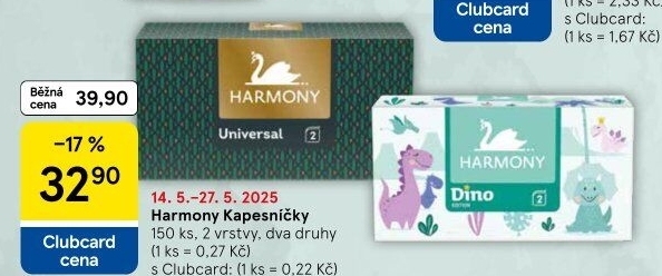 Kapesníčky papírové 2vrstvé Harmony - box