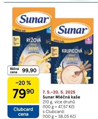 Kaše mléčná Sunar