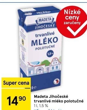 Mléko trvanlivé Jihočeské Madeta - 1,5% polotučné