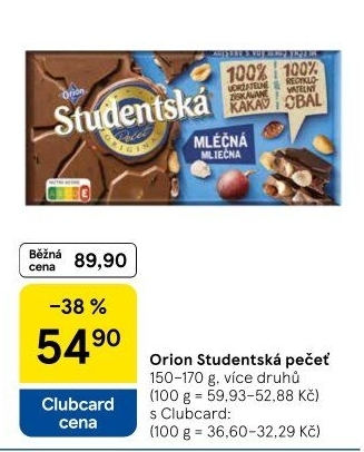 Čokoláda Studentská pečeť Orion