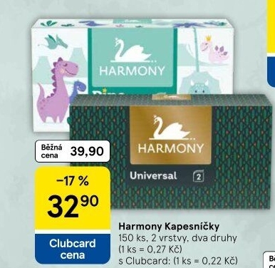 Kapesníčky papírové 2vrstvé Harmony - box