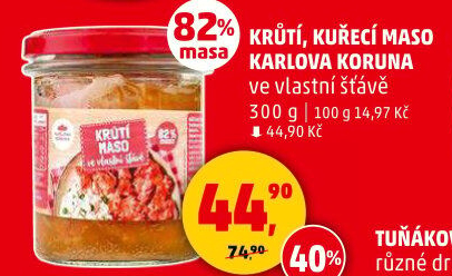 Maso krůtí ve vlastní šťávě ve sklenici Karlova Koruna