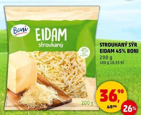 Sýr Eidam 45% strouhaný Boni