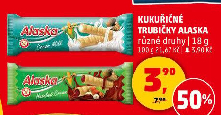 Trubičky bez lepku Alaska