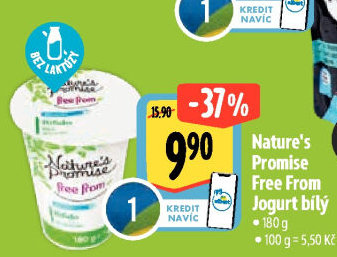 Bílý jogurt bez laktózy Free From Nature'