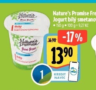 Bílý jogurt bez laktózy Free From Nature'