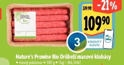 Klobásy masové drůbeží Bio Nature'