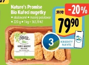 Kuřecí nugetky obalované bio Nature'