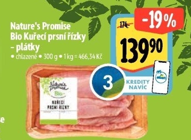 Kuřecí prsní řízky bio Nature'