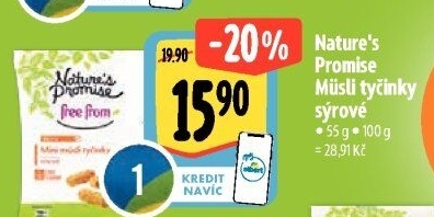 Müsli tyčinky bez lepku Free From Nature'