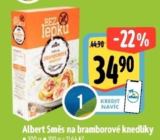Směs na bramborové knedlíky bez lepku Albert