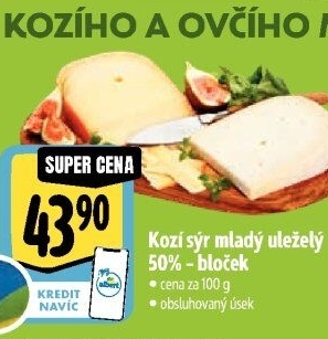 Sýr kozí mladý uleželý 50%