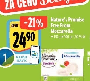 Sýr Mozzarella free from Nature'