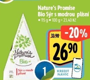 Sýr s modrou plísní bio Nature'