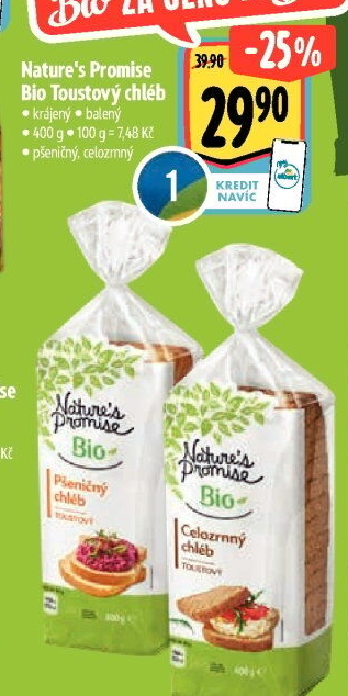 Toustový chléb Bio Nature'