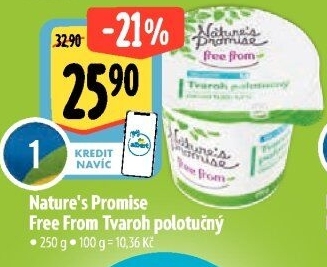 Tvaroh polotučný Free From Nature'