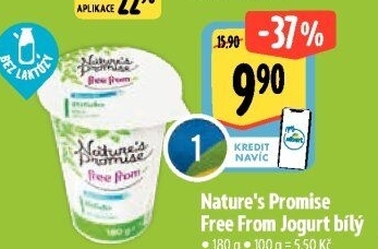 Bílý jogurt bez laktózy Free From Nature'