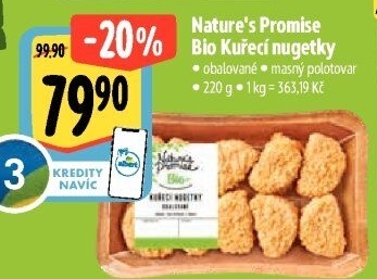 Kuřecí nugetky obalované bio Nature'