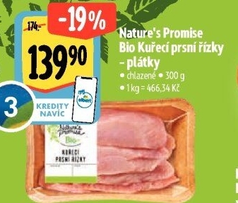 Kuřecí prsní řízky bio Nature'