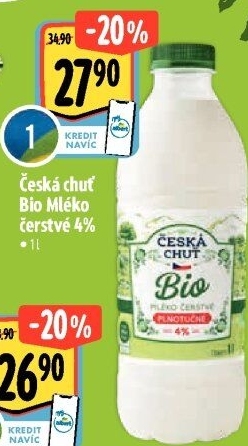 Mléko čerstvé Bio Česká chuť - 4% plnotučné