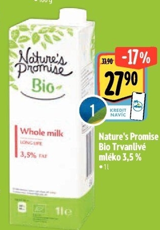 Mléko trvanlivé bez laktózy Free From Nature'