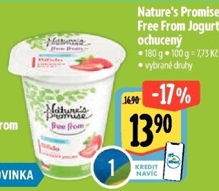Ochucený jogurt bez laktózy Free From Nature'
