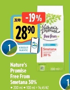 Smetana bez laktózy Free From 30% Nature'
