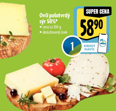 Sýr polotvrdý ovčí 50%