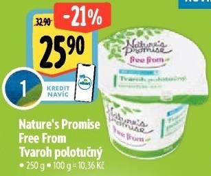 Tvaroh polotučný Free From Nature'