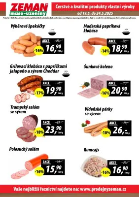 akční leták ZEMAN maso - uzeniny 19.5.2025-24.5.2025