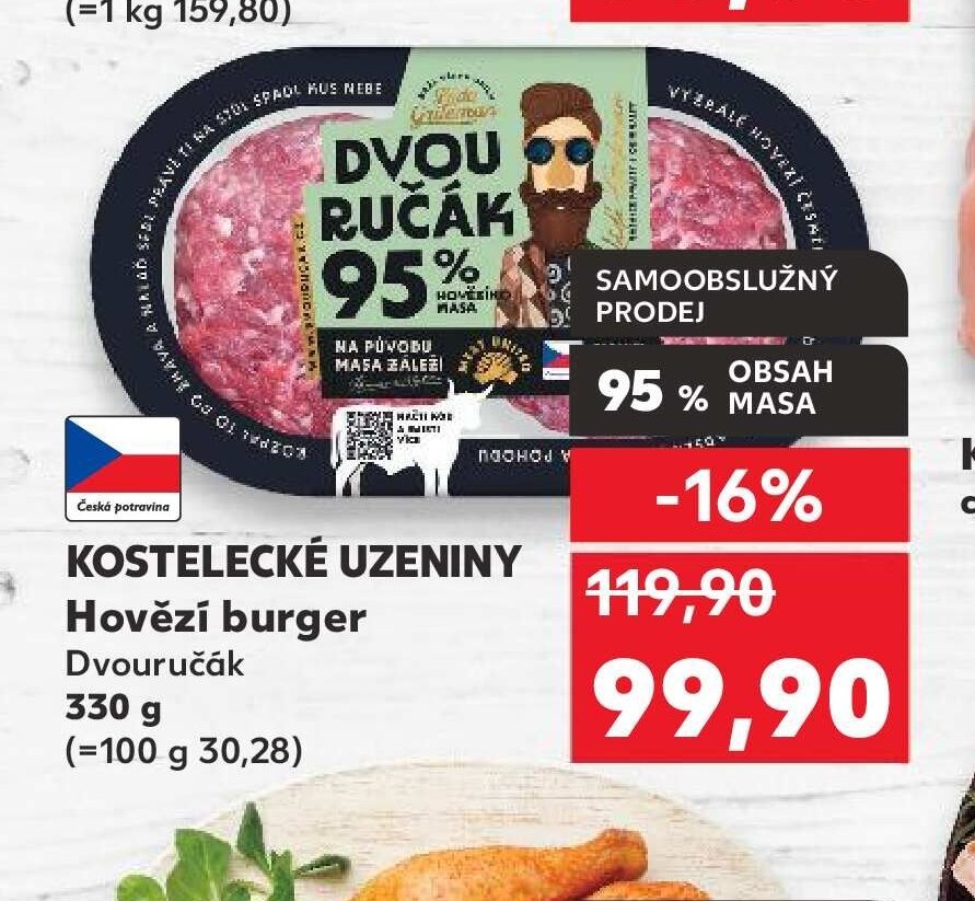 Kostelecké uzeniny Hovězí burger