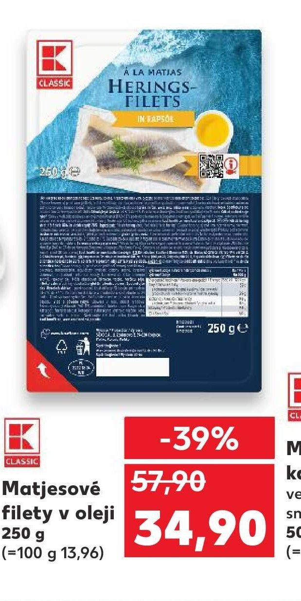 Classic Matjesové filety v oleji 250 g