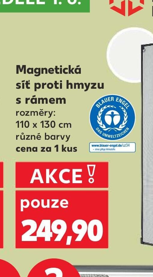 Magnetická síť proti hmyzu s rámem 110 x 130 cm