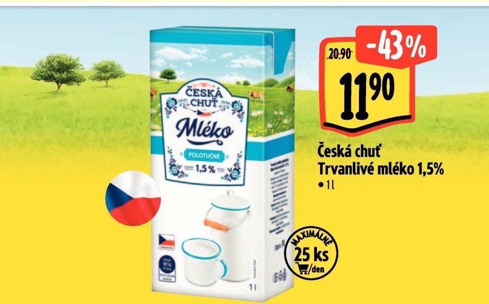 Mléko trvanlivé Česká chuť - 1,5% polotučné