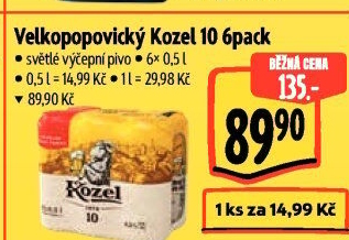 Pivo světlé výčepní 10°Velkopopovický Kozel
