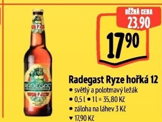Pivo světlý ležák 12° Ryze hořká Radegast
