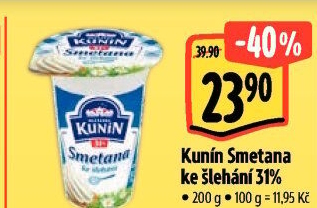 Smetana ke šlehání Mlékárna Kunín 31%