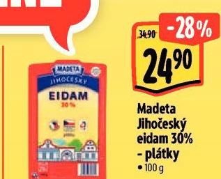Sýr Eidam Jihočeský 30% Madeta