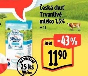 Mléko trvanlivé Česká chuť - 1,5% polotučné