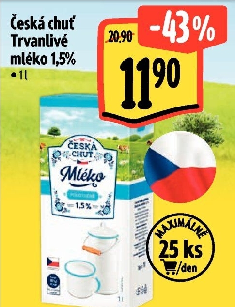 Mléko trvanlivé Česká chuť - 1,5% polotučné