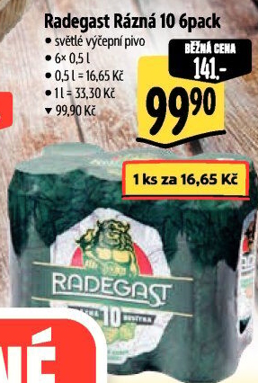 Pivo světlé výčepní Rázná 10° Radegast